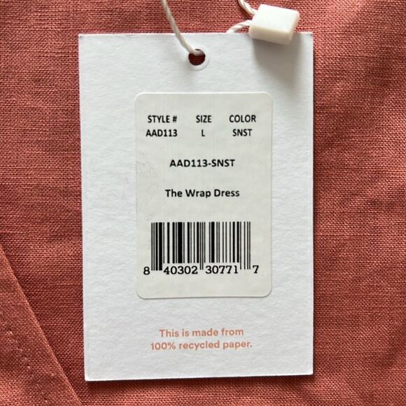 New Andie Swim The Cacela Wrap Dress Linen Blend in Sunset Pink Size L - Picture 8 of 8